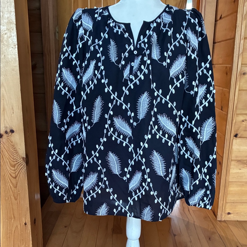 Talbots cotton embroidered blouse